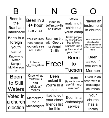 Believers' Bingo 2 Bingo Card