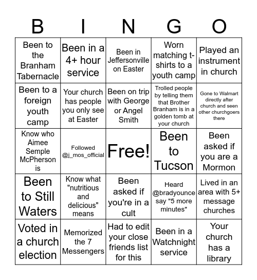 Believers' Bingo 2 Bingo Card
