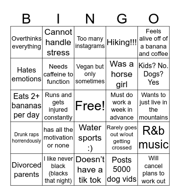 Savannah Bingo Card