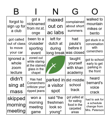 St. Mary's Bingo Card