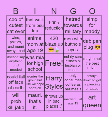 Kealyn’s Bingo Card