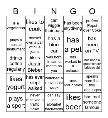 Bingo!! Bingo Card