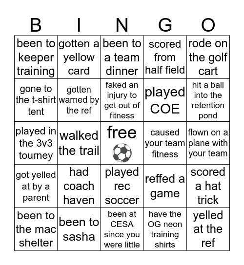 cesa bingo⚽️ Bingo Card