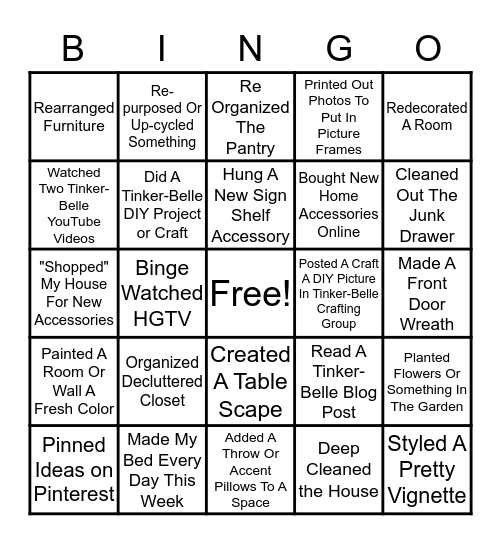 Tinker-Belle Quarantine BINGO! Bingo Card