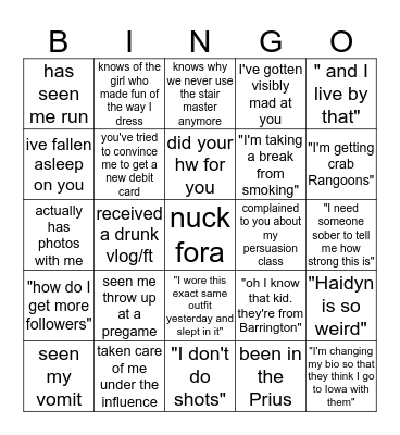Nora copple Bingo Card