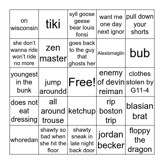 Binghoe Bingo Card