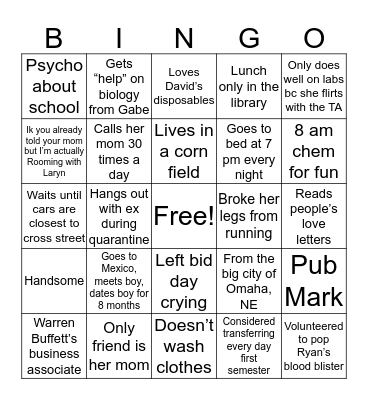 Gracie E. Berentson Bingo Card