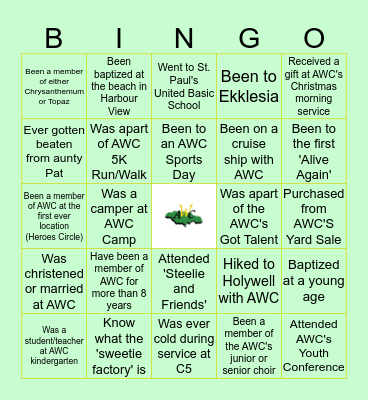 The Apostolic Worship Centre Bingo Card
