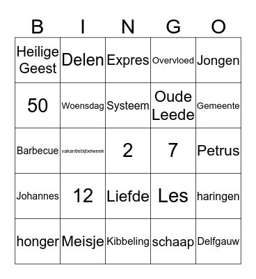 Vakantie Bijbel Week Bingo Card