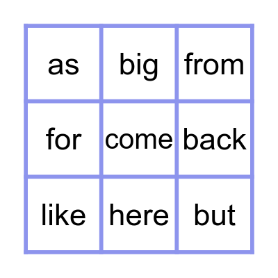 Sight words BINGO! Bingo Card