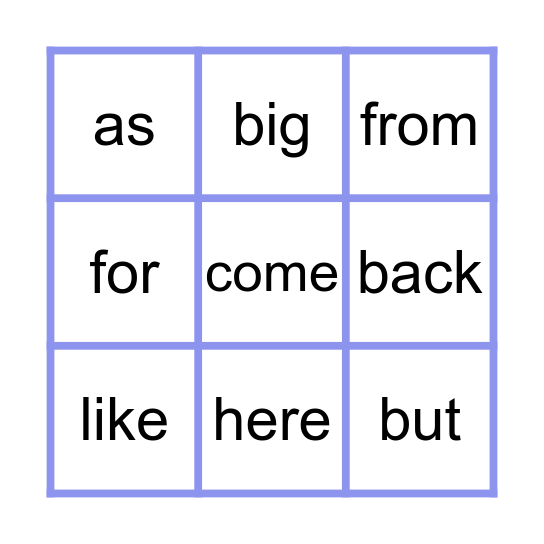 Sight words BINGO! Bingo Card