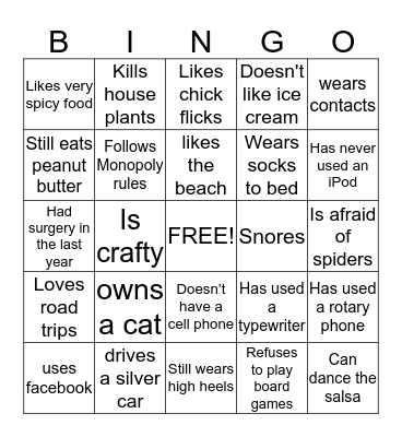 Beta Sigma Phi Bingo Card