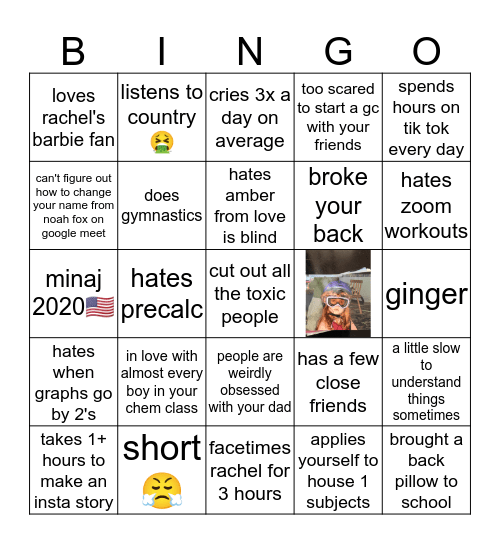 hannah Bingo Card
