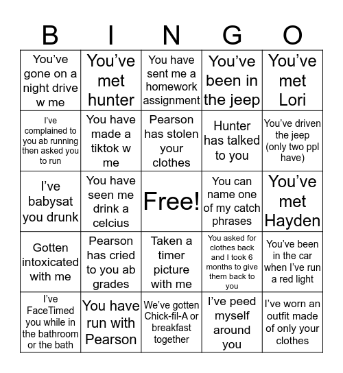 Untitled Bingo Card