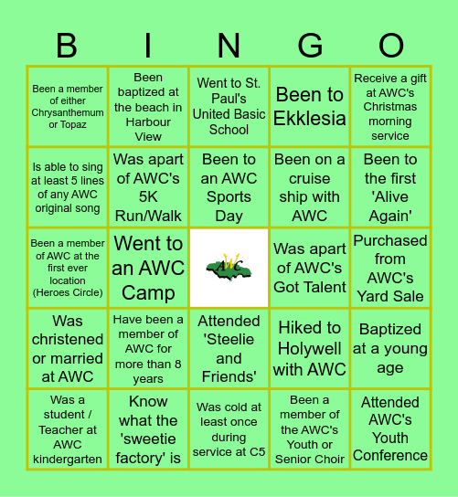 The Apostolic Worship Centre Bingo Card