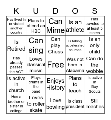 Find Someone Who (Without Talking) Bingo Card