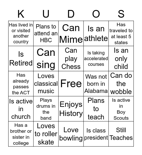 Find Someone Who (Without Talking) Bingo Card
