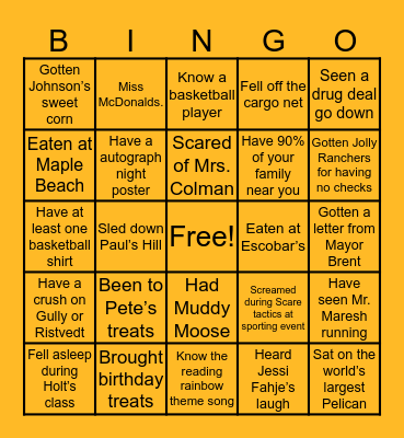Pelican Rapids Bingo Card