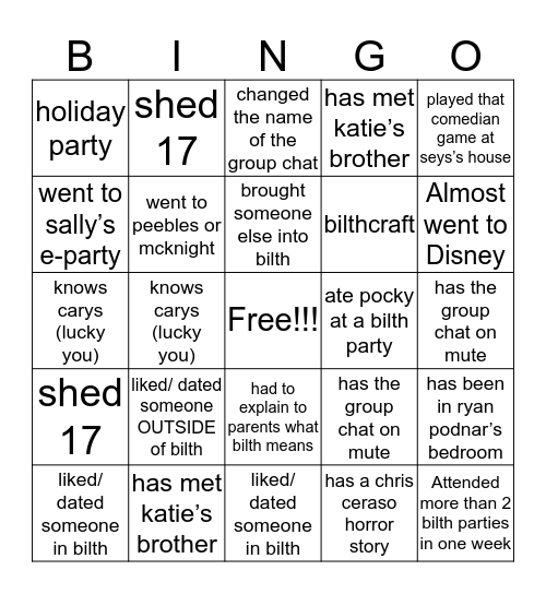BILTHGO!! Bingo Card