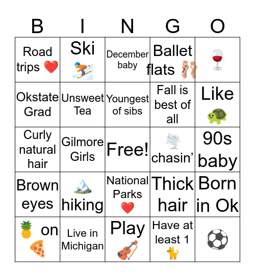 Jasmine Bingo Card
