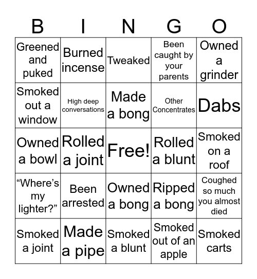 Stoner Bingoooo Bingo Card