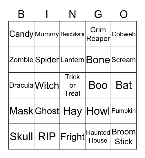 Halloween Bingo Card