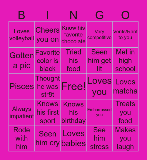 DO YOU KNOW CHUNKY?😘 Bingo Card