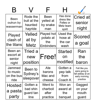 Brighton Field Hockey Bingo Card