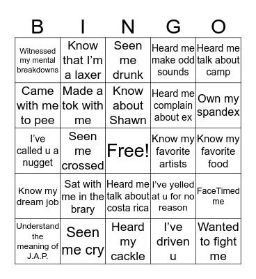 ASHLEY BINGO Card