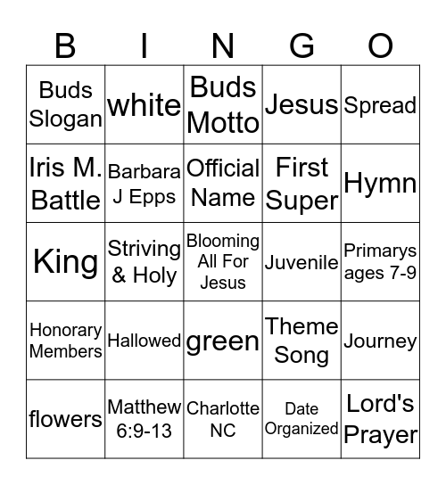 Buds of Promise Bingo Card