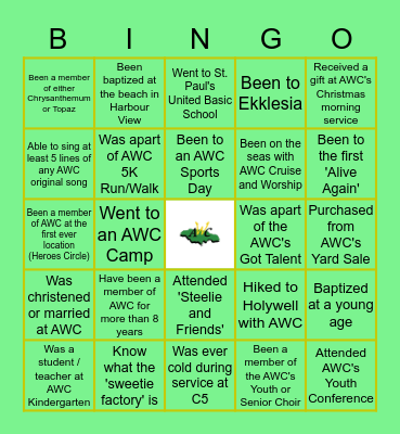 The Apostolic Worship Centre Bingo Card