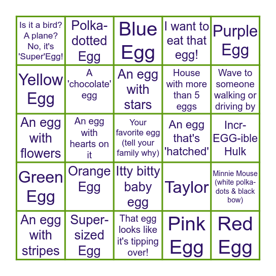 Easter Egg Hunt Bingo Card