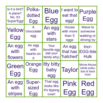Easter Egg Hunt Bingo Card