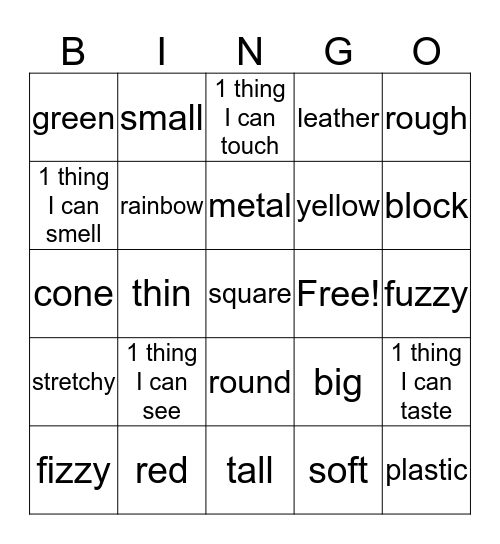 Scavenger Bingo Card