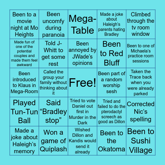 Legislative Body Bingo Card