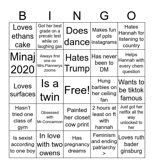 Rachel’s Bingo Yay Bingo Card