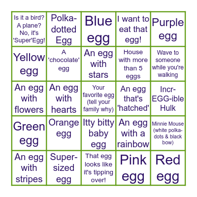 Easter Egg Hunt Bingo Card