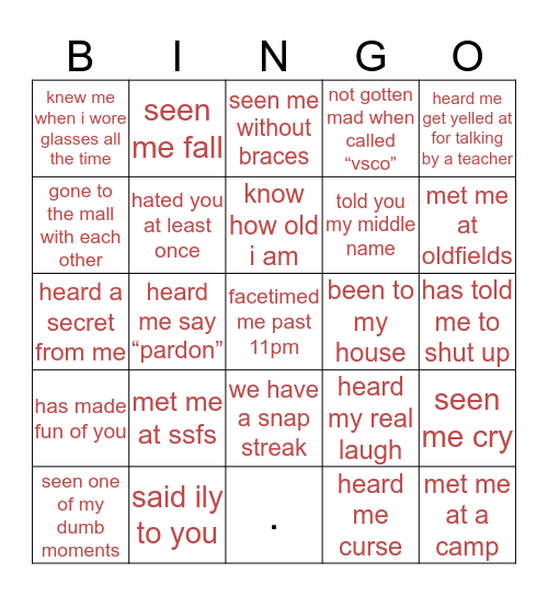 mias bingo!! Bingo Card