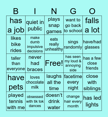 MIA’S BINGO🤪🤪 Bingo Card