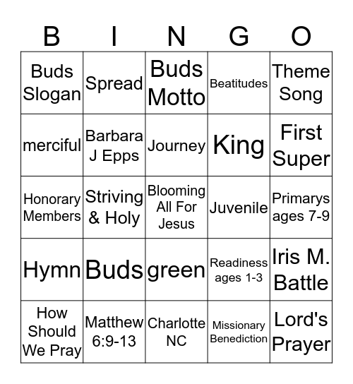 Buds of Promise Bingo Card