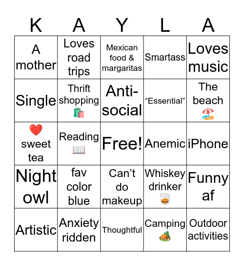 How similar are you to Bingo Card