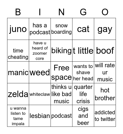 grass bango Bingo Card