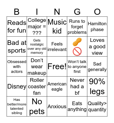 Anna Bingo Card