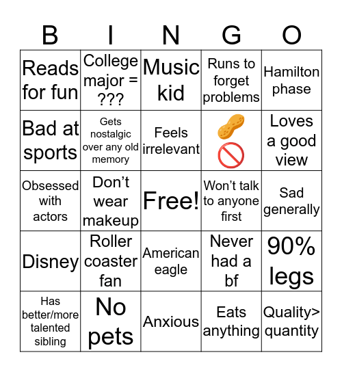 Anna Bingo Card