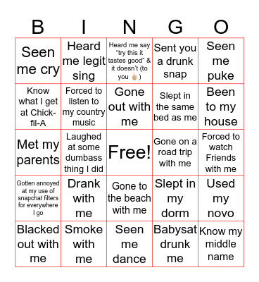Brady’s Bingo Card