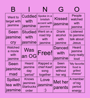 JASMINE BINGO Card