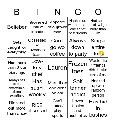 LAUREN BINGO Card