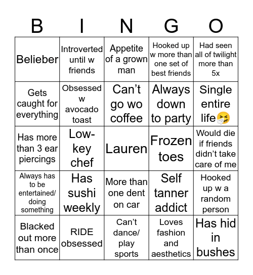 LAUREN BINGO Card