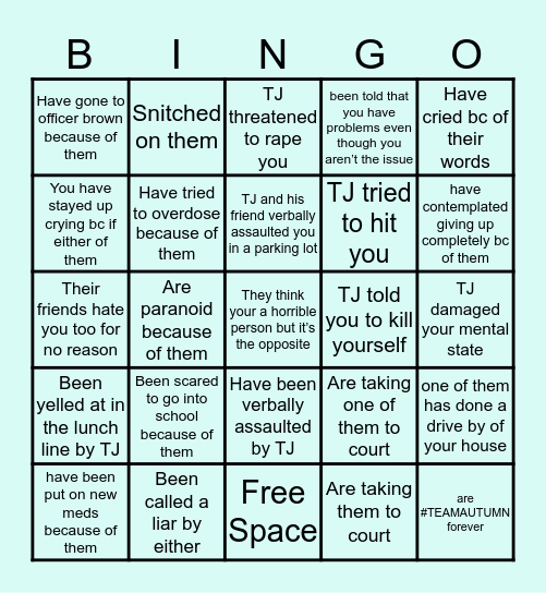 💝💕Milan & TJ Bingo🤡🎗❣️ Bingo Card