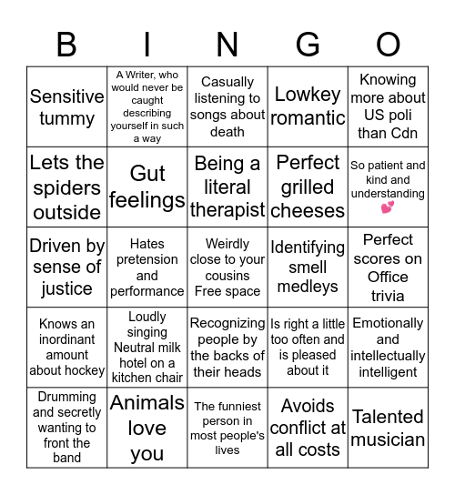 Zach Bingo Card
